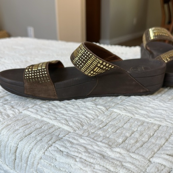 Fitflop “Kaia Croc” shiny gold embellished flip flop sandal - Picture 5 of 13